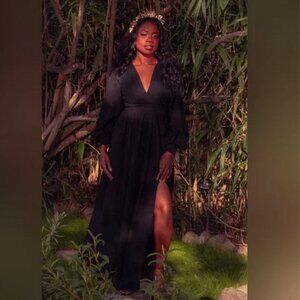 La Femme en Noir Belladonna Maxi Dress in Black  - Size Medium NWOT